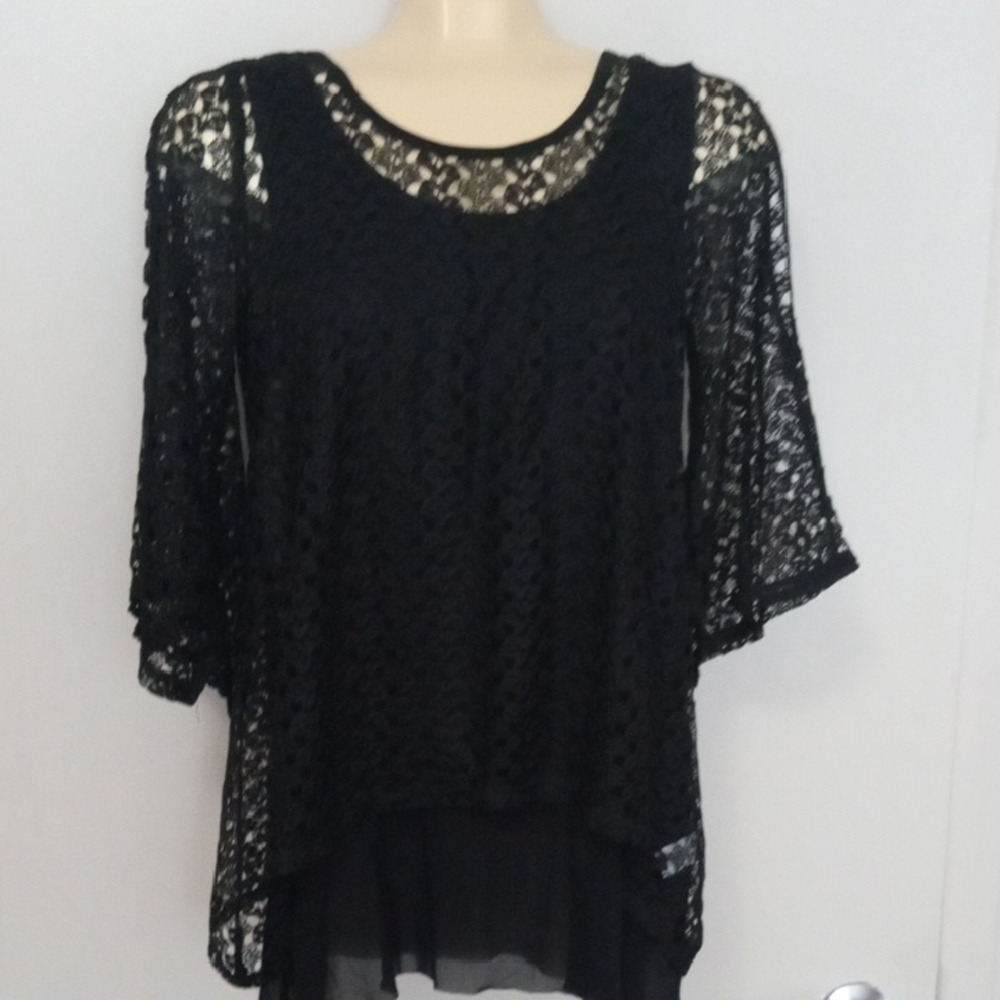 Cupio Black Lace Women's Blouse